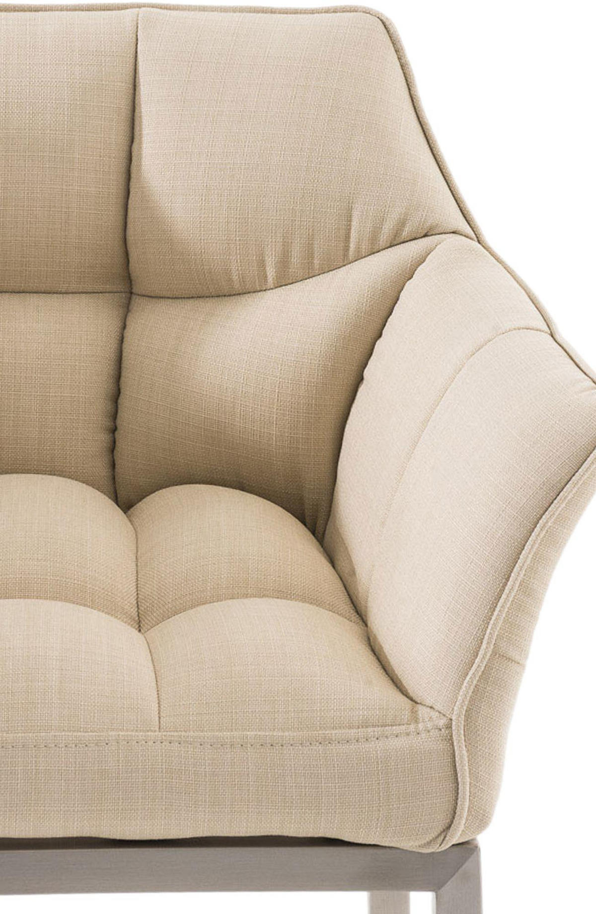 BARHOCKER 2er Set Stoff Creme - Edelstahlfarben/Creme, Textil/Metall (64/110/48cm) - CLP