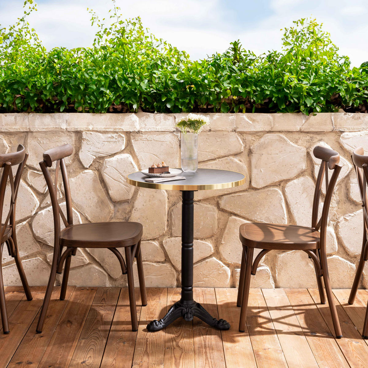 GARTENSTUHL, Braun - Braun, Metall (44/87/52cm) - Oviala