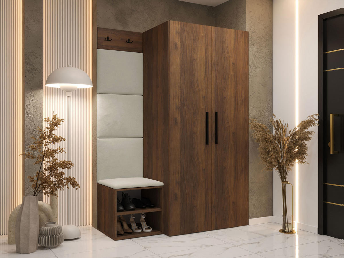 GARDEROBEN-SET Medi IV - Beige/Nussbaumfarben, Holzwerkstoff/Kunststoff (80/191/50cm) - MIRJAN24