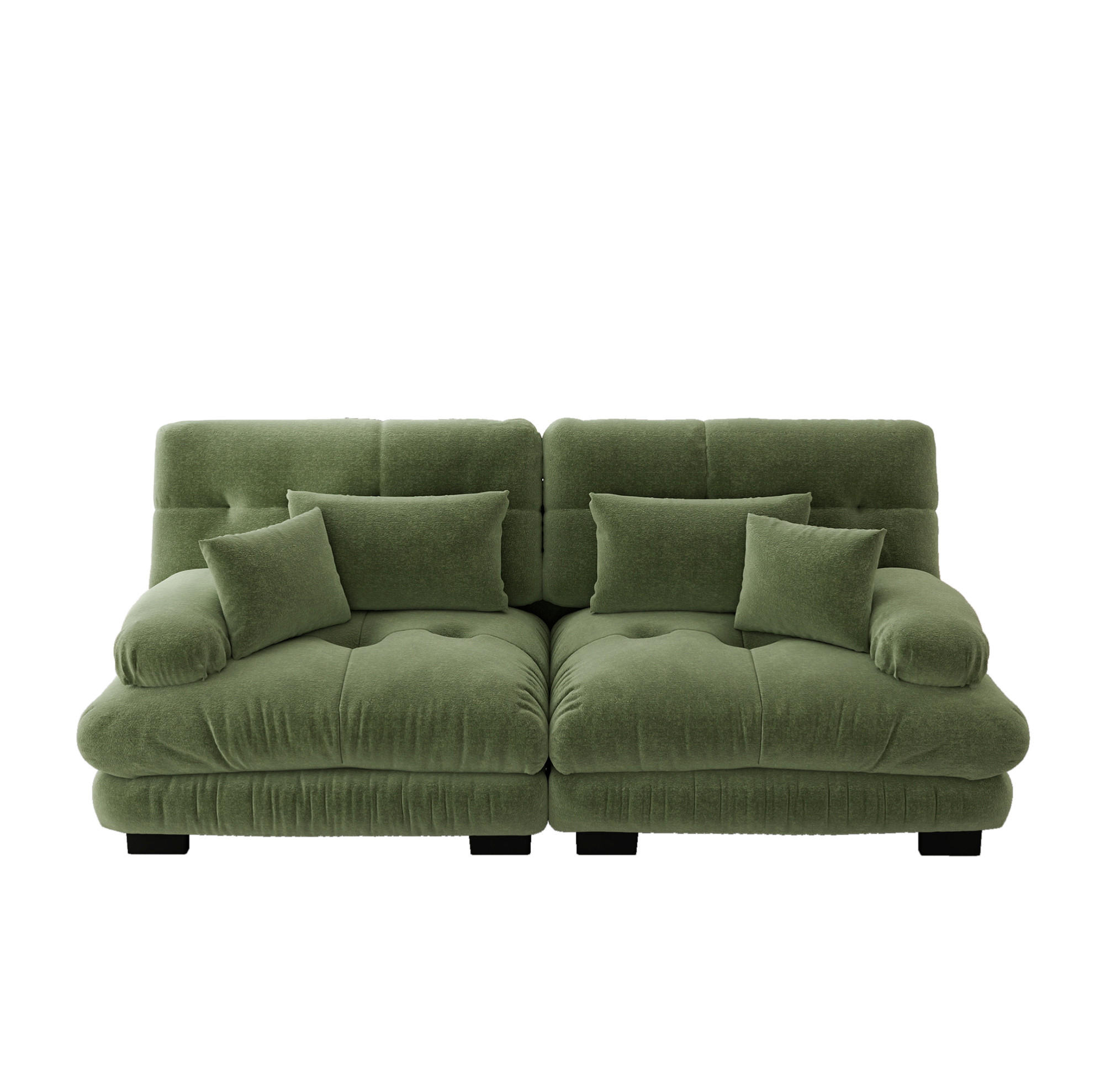 SOFA aus Chenille 220x77x81 cm in Grün mit modularem Design - Grün, Textil (77/81/220cm) - Modfu