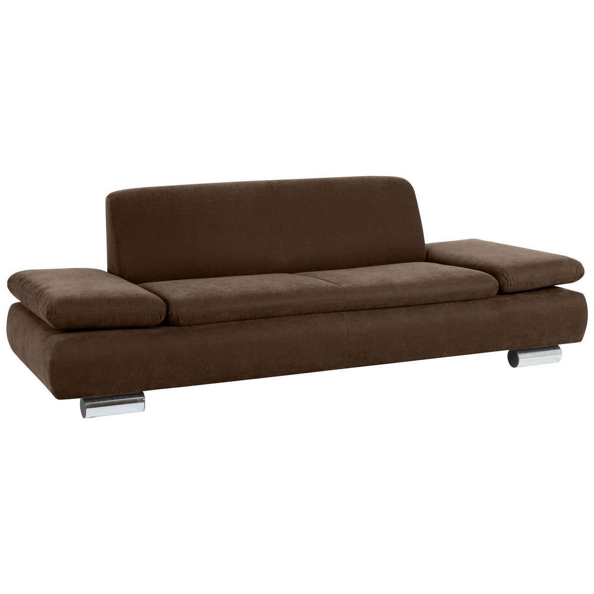 SOFA 2,5-Sitzer Kaye Bezug Veloursstoff Metallfuß verchromt / braun - Braun, Kunststoff (221/76/90cm) - 58aufmkessel