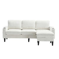 ECKSOFA 163/121/66 cm Beige mit 1 Aufbewahrungshocker, Aufbewahrungstasche und Getränkehalter - Beige, Textil (196.5/75cm) - Oxeza