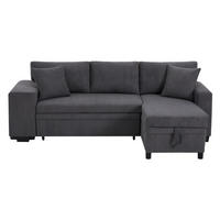ECKSOFA L-Form 3-Sitzer mit Schlaffunktion und USB-Anschluss Cord Grau 231/131,5/84 cm - Grau, Textil (231/131.5cm) - OKWISH