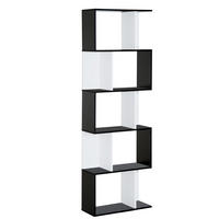 BÜCHERREGAL,5-STÖCKIG Trennwand 60x24x184,5cm,schwarz-weiß - Schwarz, Holzwerkstoff (60/184.5/24cm) - Vallsero