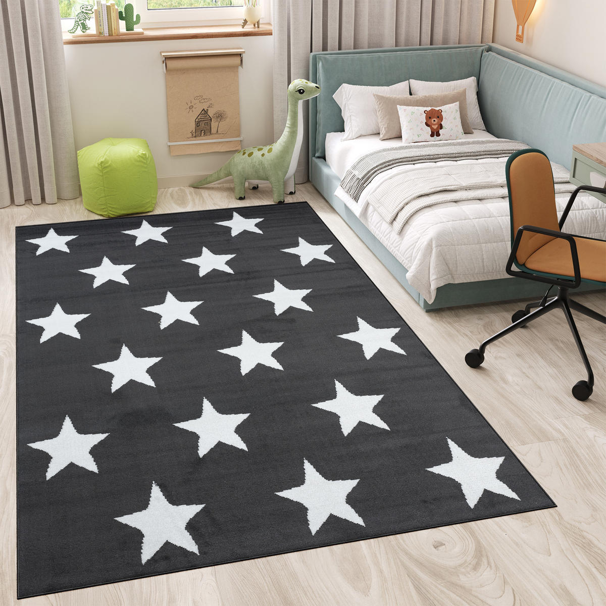 TEPPICH LUXURY Dunkelgrau Geometrisch Sterne 300/400 cm - Dunkelgrau, Textil (300/400cm) - Tapiso