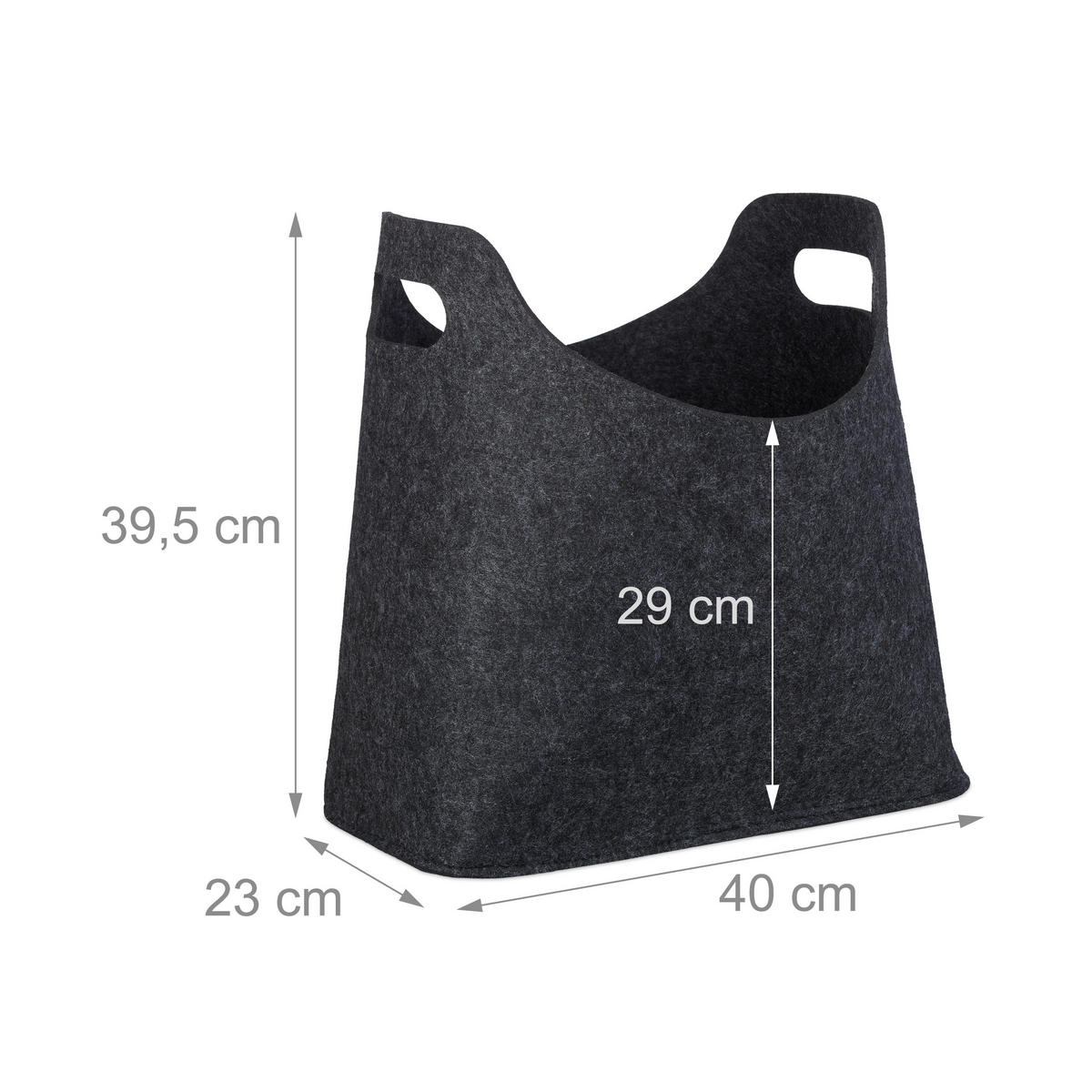 KAMINHOLZTASCHE - Anthrazit, Textil (23/39.5/40cm) - Relaxdays