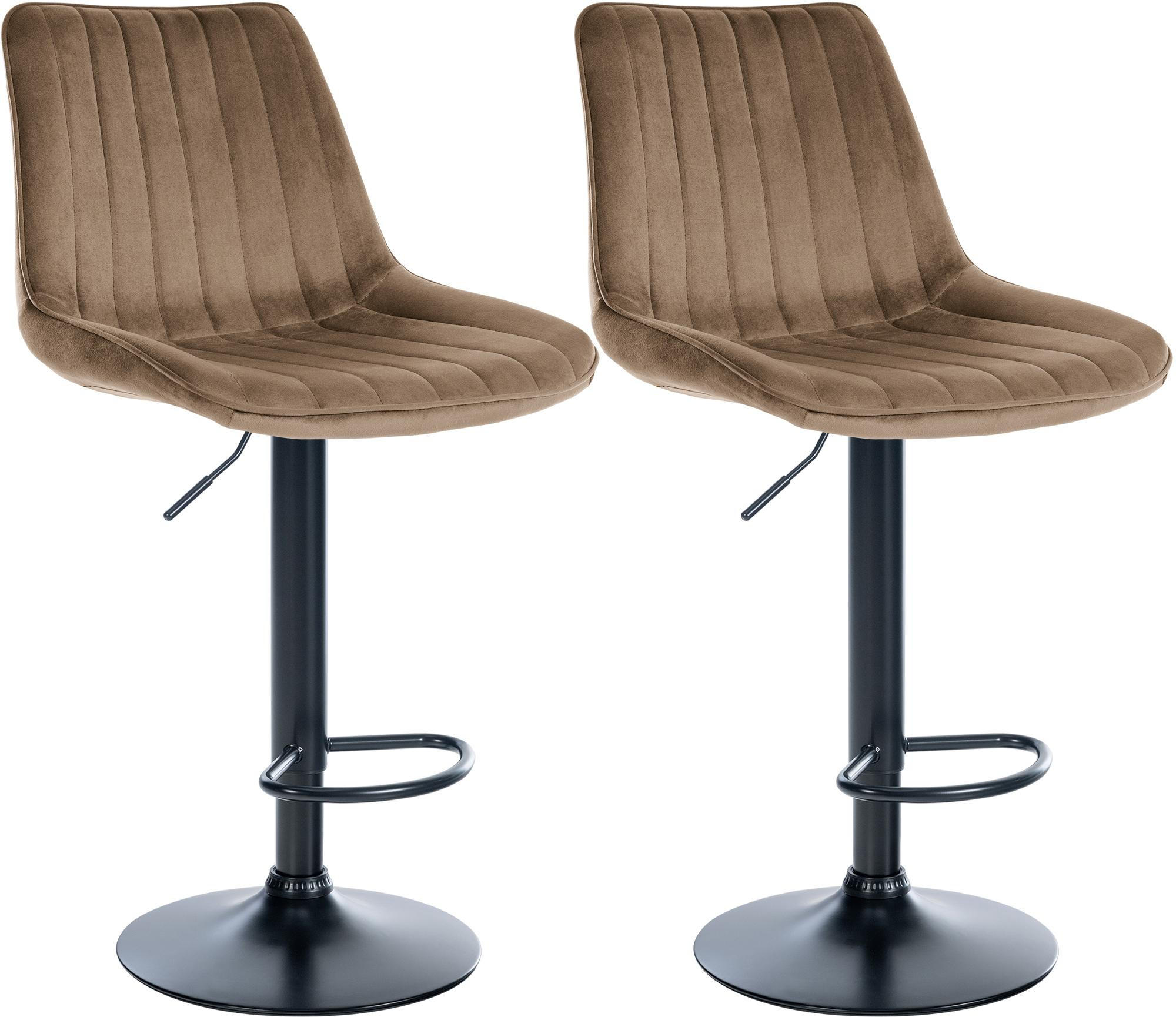 BARHOCKER 2er Set Samt Braun - Braun, Textil/Metall (49.5/91/50cm) - CLP