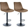 BARHOCKER 2er Set Samt Braun - Braun, Textil/Metall (49.5/91/50cm) - CLP