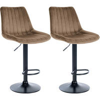 BARHOCKER 2er Set Samt Braun - Braun, Textil/Metall (49.5/91/50cm) - CLP