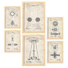 POSTER Set Mit 6 Plakaten Mit Strom 1 Patenten Im Vintage Stil A3 & A4 Rahmen Aus Hellem Holz - Beige, Papier (29/3cm) - Nacnic