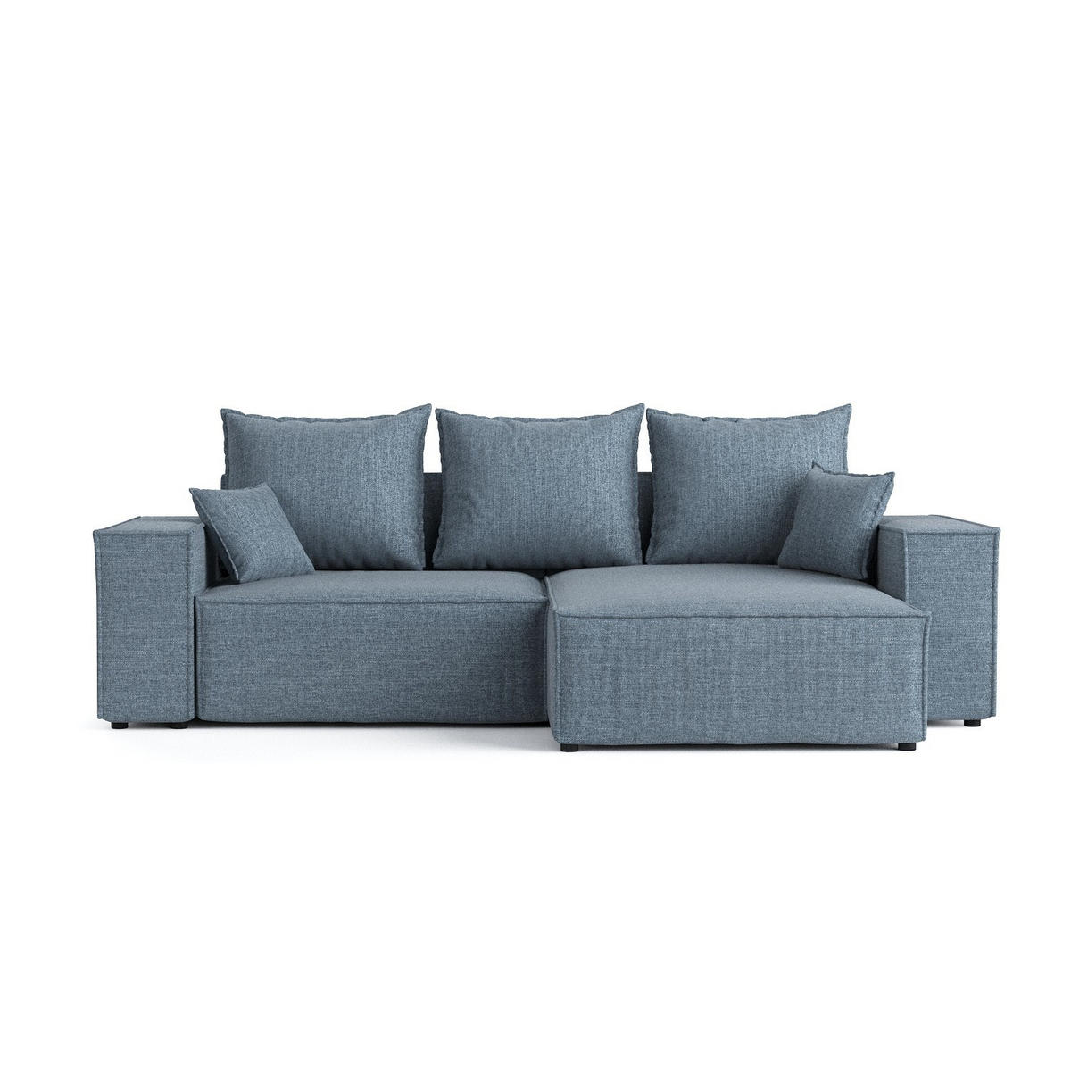 ROHOVÁ SEDAČKA SENSO, textil, Modrošedá - černá/šedohnědá, dřevo/kompozitní dřevo (255/148cm) - AltaBeds