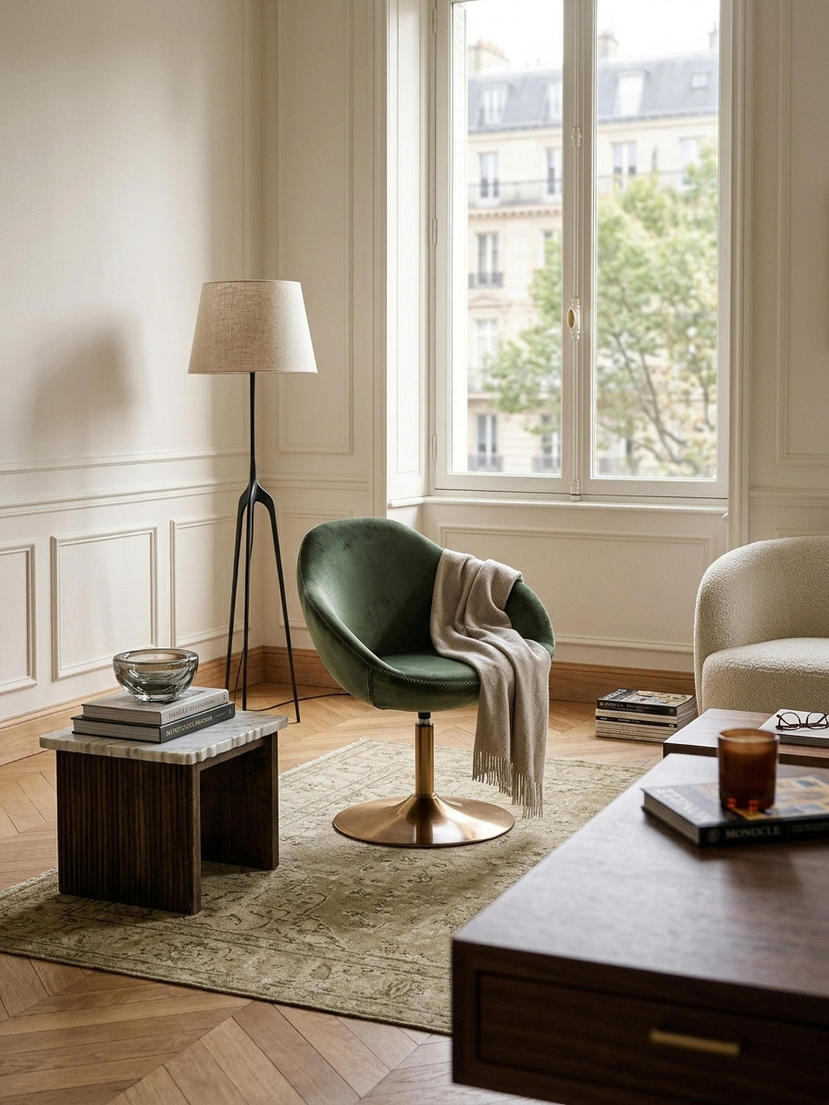 LOUNGESESSEL Samt mit 360° Drehfunktion, Grün 70x70x79 cm - Goldfarben/Grün, Textil/Metall (70/79/70cm) - KADIMA DESIGN