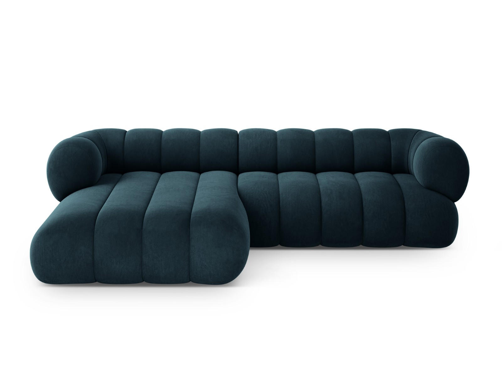 ECKSOFA links Koge aus Samt petrol 5 Sitzplätze - Petrol, Textil (165/270cm) - Cosmopolitan Design