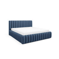 POLSTERBETT BLIVIO 180x200 cm,mit Bettkasten,Lattenrost,Doppelbett,Boxspringbett-Optik-Blau - Dunkelblau, Holz (180/200cm) - Furnistar