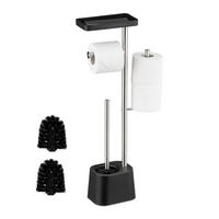 WC-GARNITUR - Schwarz, Kunststoff/Metall (29/65.5/11cm) - Relaxdays