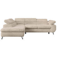 ECKSOFA PETER L Dunkelgrau Plüsch - Links Seite - Ecru/Schwarz, Textil/Metall (208/273cm) - MKS