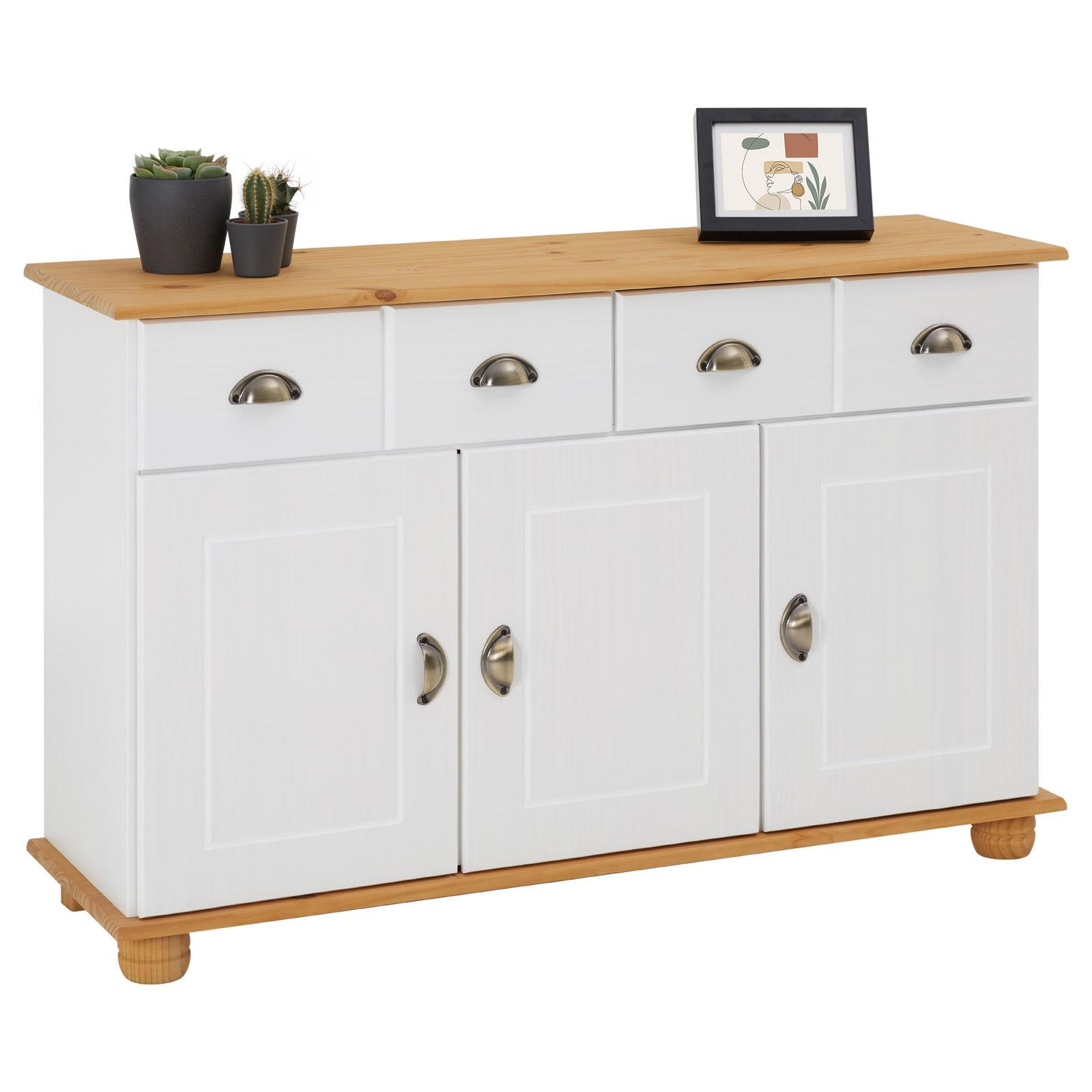 Idimex Sideboard Weiß, Braun 116x74x35 cm