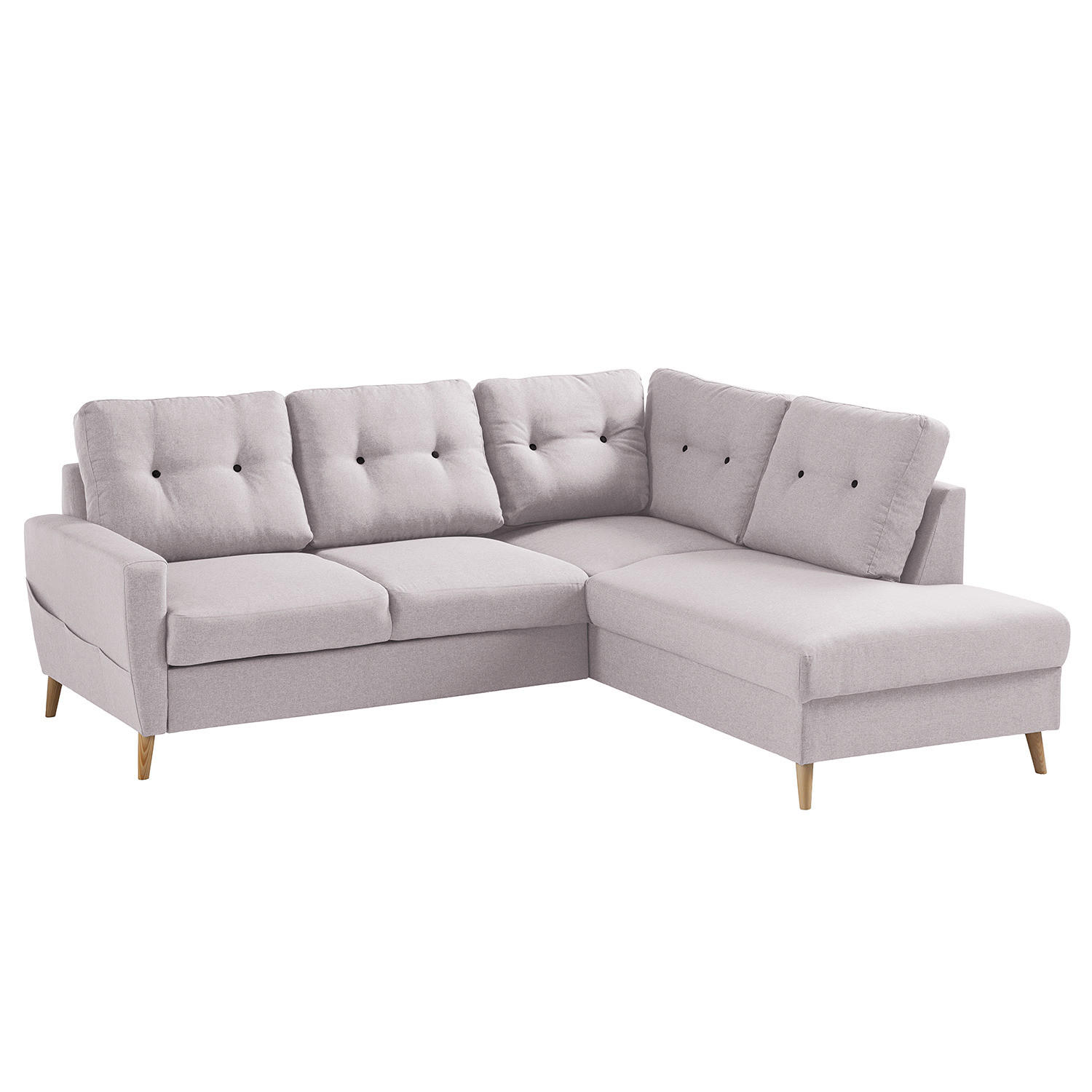 ECKSOFA mit Ottomane - Webstoff - Hellbraun/Hellrosa, Textil (230/200cm) - home24
