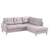 ECKSOFA mit Ottomane - Webstoff - Hellbraun/Hellrosa, Textil (230/200cm) - home24