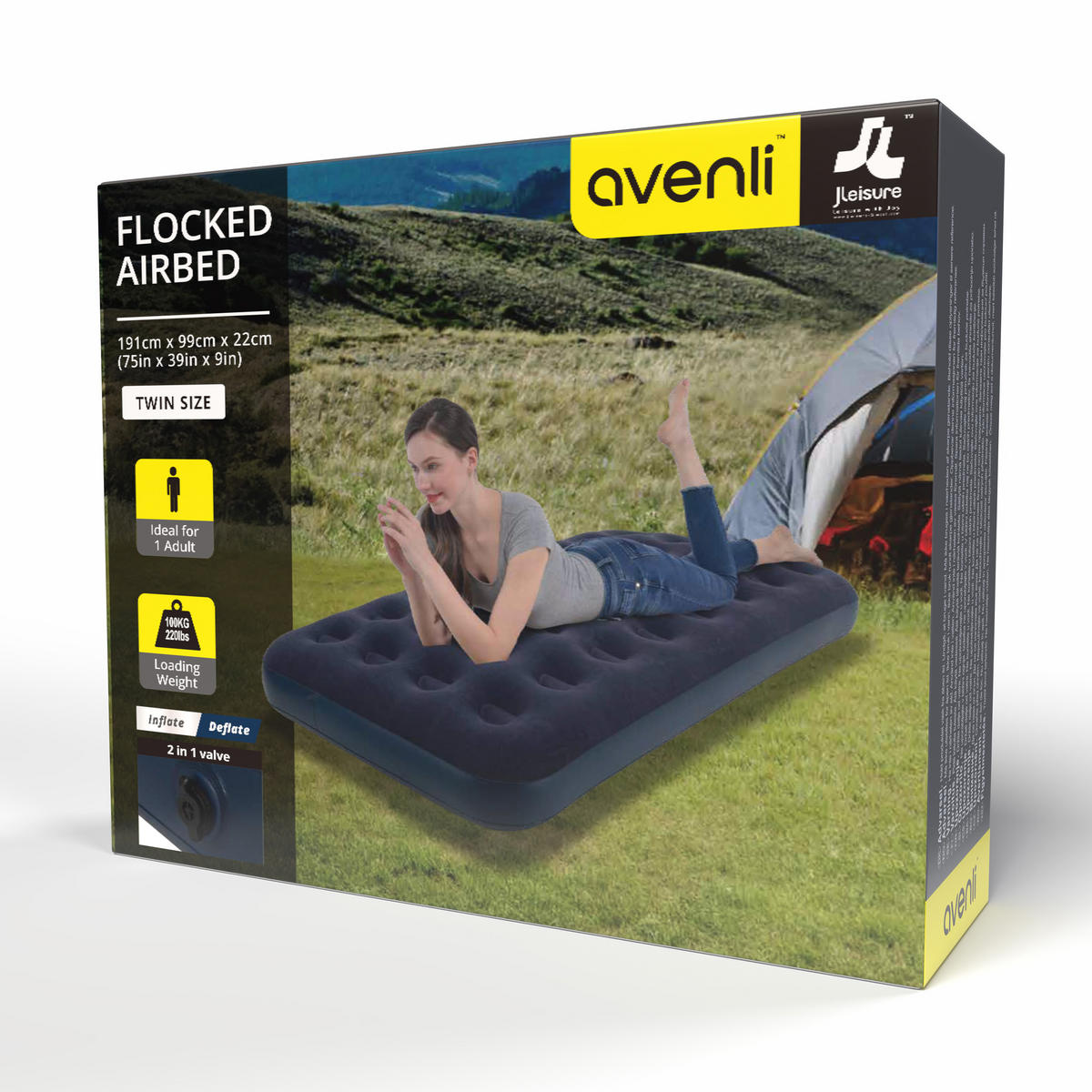 LUFTBETT Luftmatratze Camping 1 Person 191x99x22cm blau aufblasbar ohne Pumpe - Blau, Kunststoff (99/191cm) - Avenli