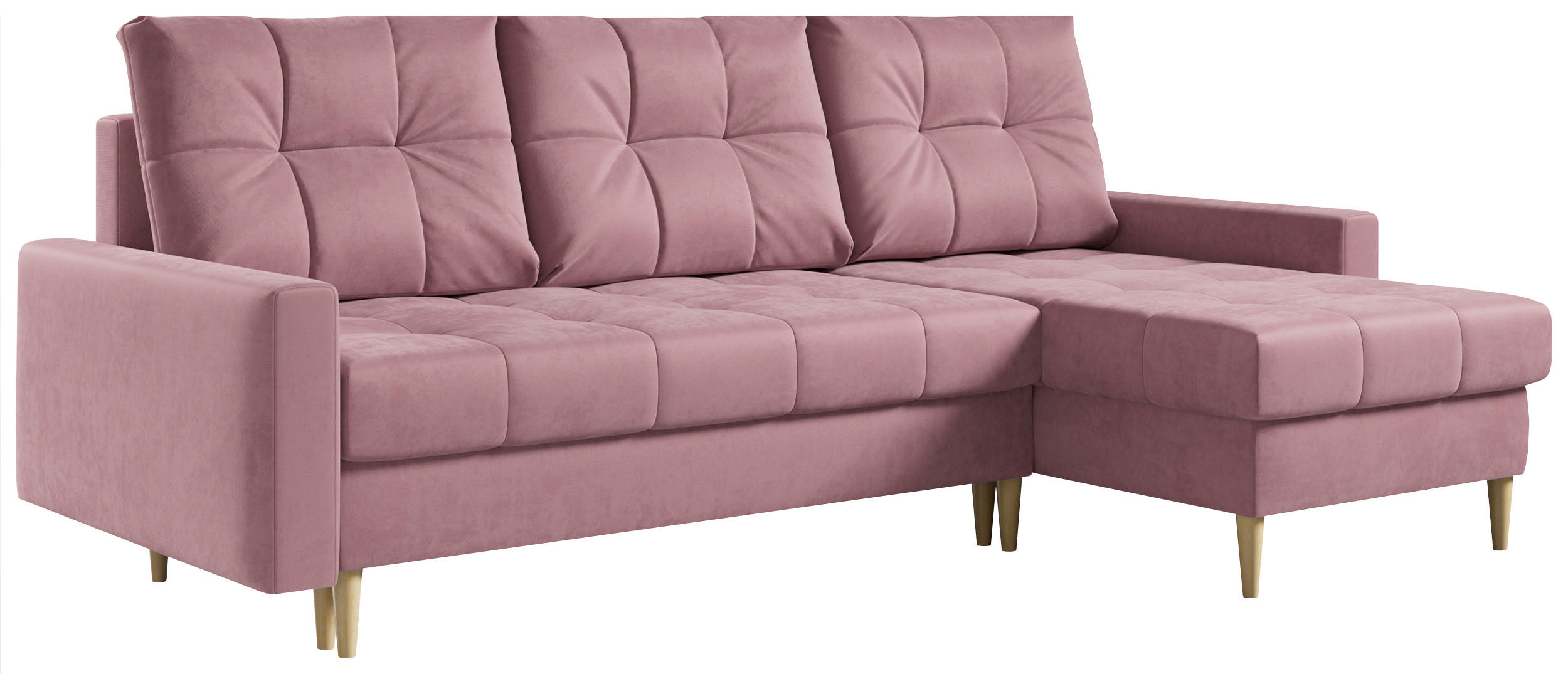 ECKSOFA Astra Rosa Velvet - Rosa/Braun, Holz/Textil (220/140cm) - MKS