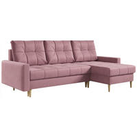 ECKSOFA Astra Rosa Velvet - Rosa/Braun, Holz/Textil (220/140cm) - MKS