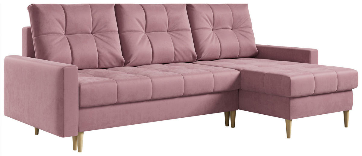 ECKSOFA Astra Rosa Velvet - Rosa/Braun, Holz/Textil (220/140cm) - MKS