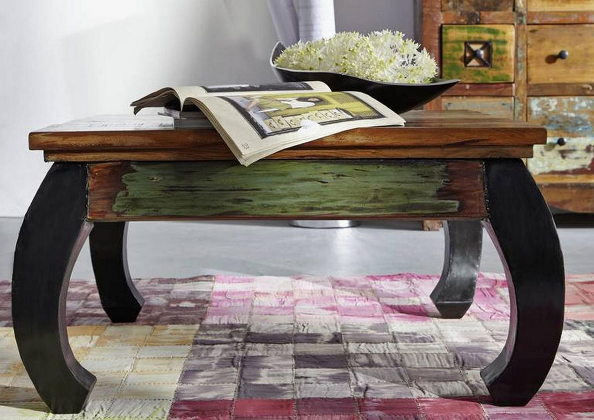 COUCHTISCH Altholz 80x80x45 mehrfarbig lackiert NATURE OF SPIRIT #71 - Multicolor, Holz (80/80/45cm) - Massivmoebel24