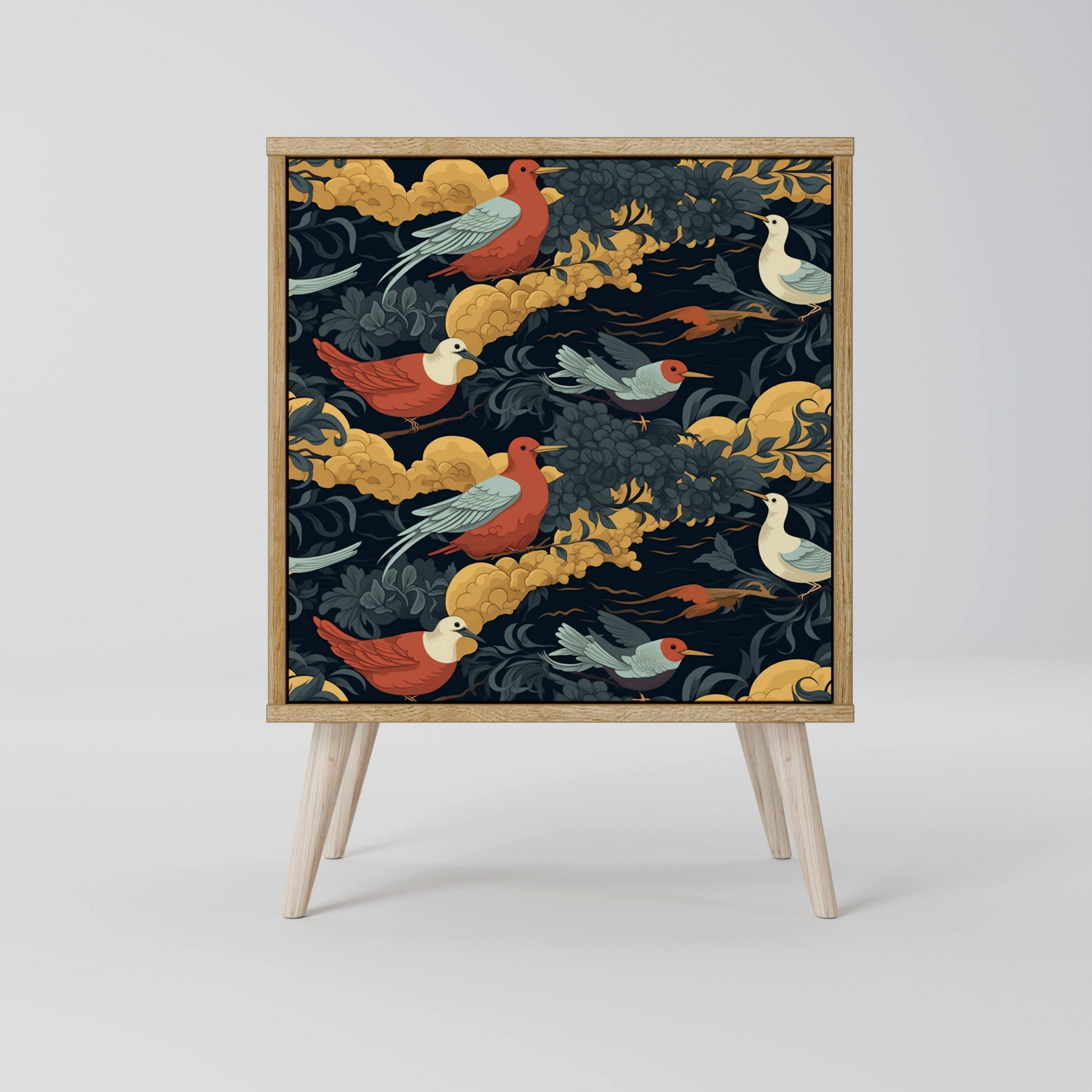 SIDEBOARD FOWLY DAZE, Eichefarben, 57,5x42x77,5 cm, Schräge Buchenholzfüße - Eichefarben/Buchefarben, Holzwerkstoff/Buchenholz (57.5/77.5/42cm) - SpaceRebels