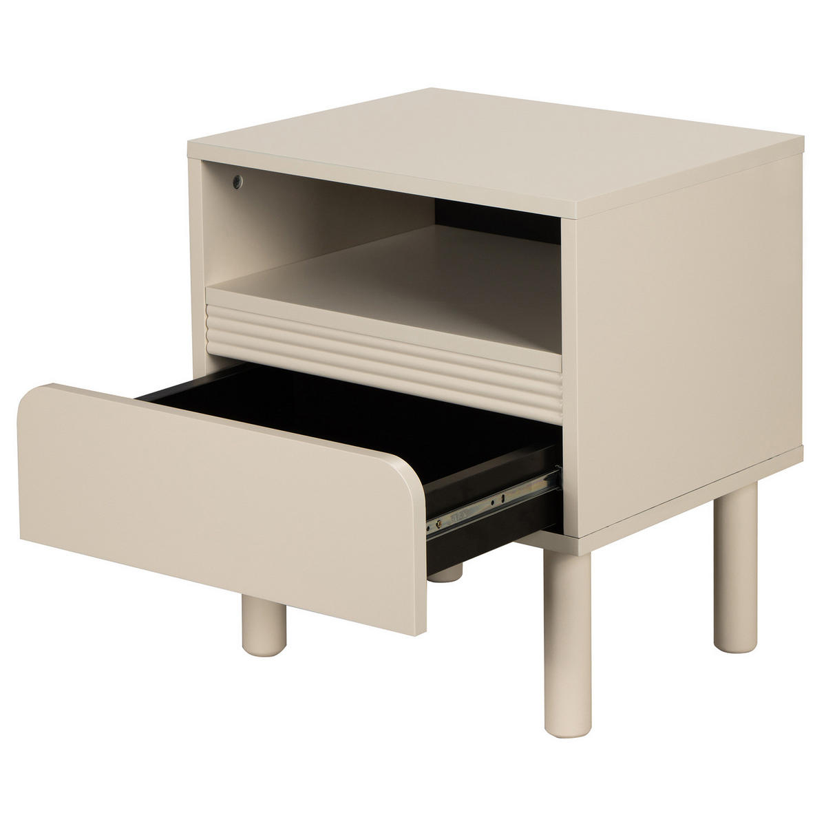 NACHTKOMMODE - Teilmassivholz - Beige, Holzwerkstoff/Metall (48/55/40cm) - home24