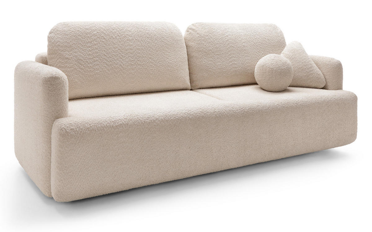 SCHLAFSOFA Lambina Beige Boucle - Beige/Schwarz, Kunststoff/Textil (227/92/104cm) - Selsey