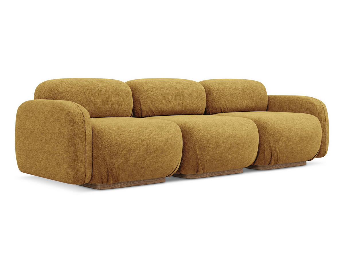 4-SITZER-SOFA Chenille Stoff Gelb - Currygelb/Gelb, Holz/Textil (270/73/95cm) - Makamii
