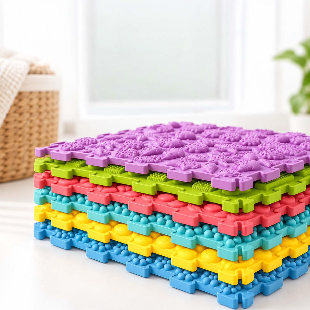 PODLOŽKY Barevné senzorické 6-dílná sada silikon - různobarevná, plast (24.5/24.5cm) - Relaxdays