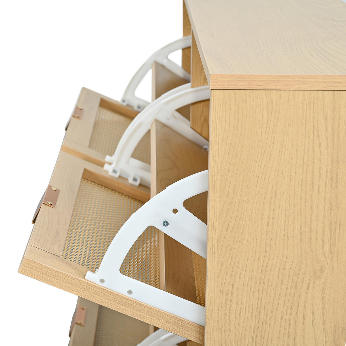 SCHUHSCHRANK aus Spanplatte 100x25x90cm in Eichefarben mit 4 Klappschubladen - Eichefarben, Holzwerkstoff (100/90/25cm) - Modfu