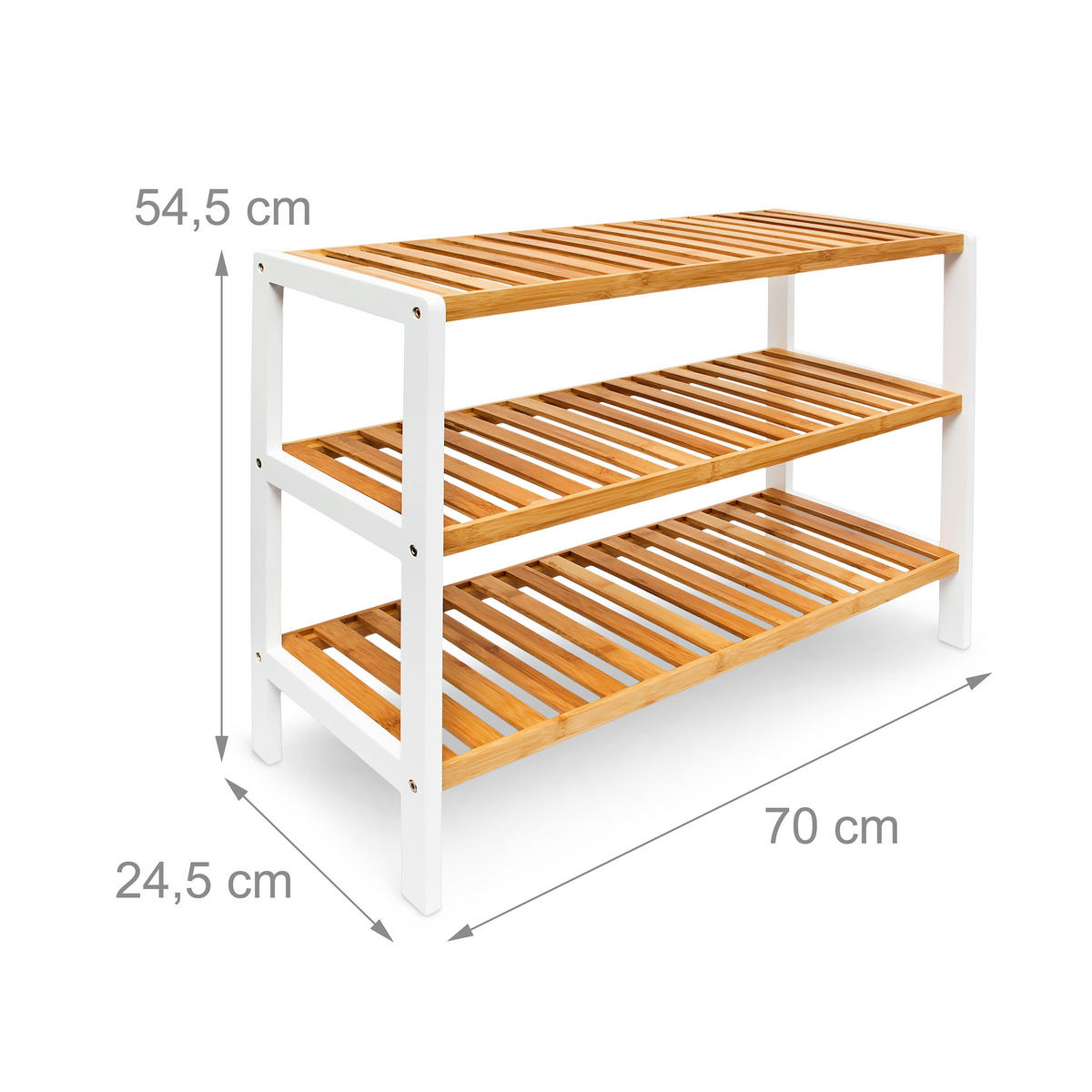SCHUHREGAL - Hellbraun, Holz/Holzwerkstoff (70/54.5/24.5cm) - Relaxdays