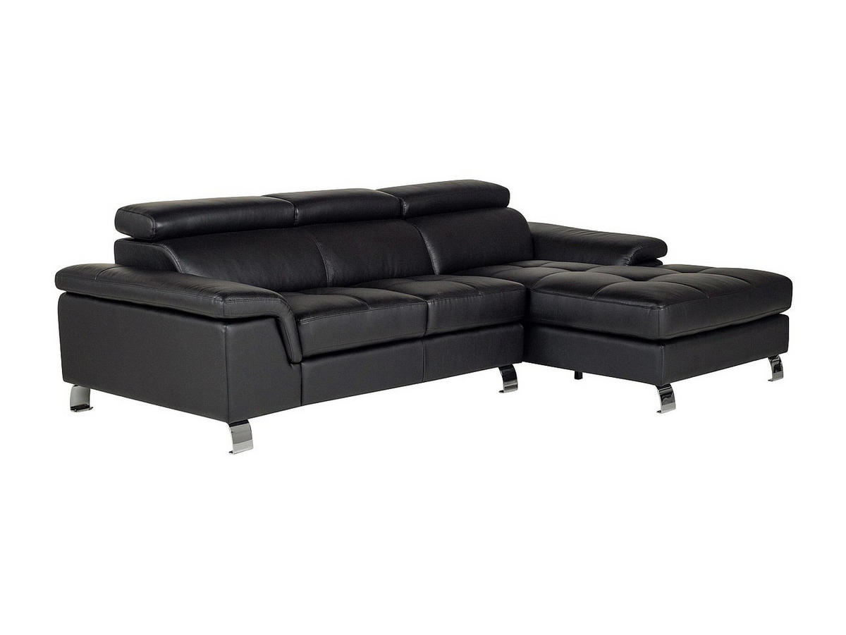 SOFA - 4 Personen - leder - schwarz Mishima - Schwarz, Leder (260/79/167cm) - Vente-Unique