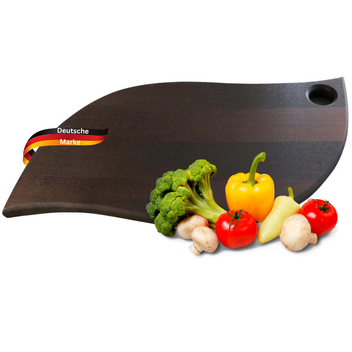 SCHNEIDEBRETT Holz groß OLLI mit Griff 39x18 cm Birkenholz - Braun, Holz (39/18cm) - DELUKE