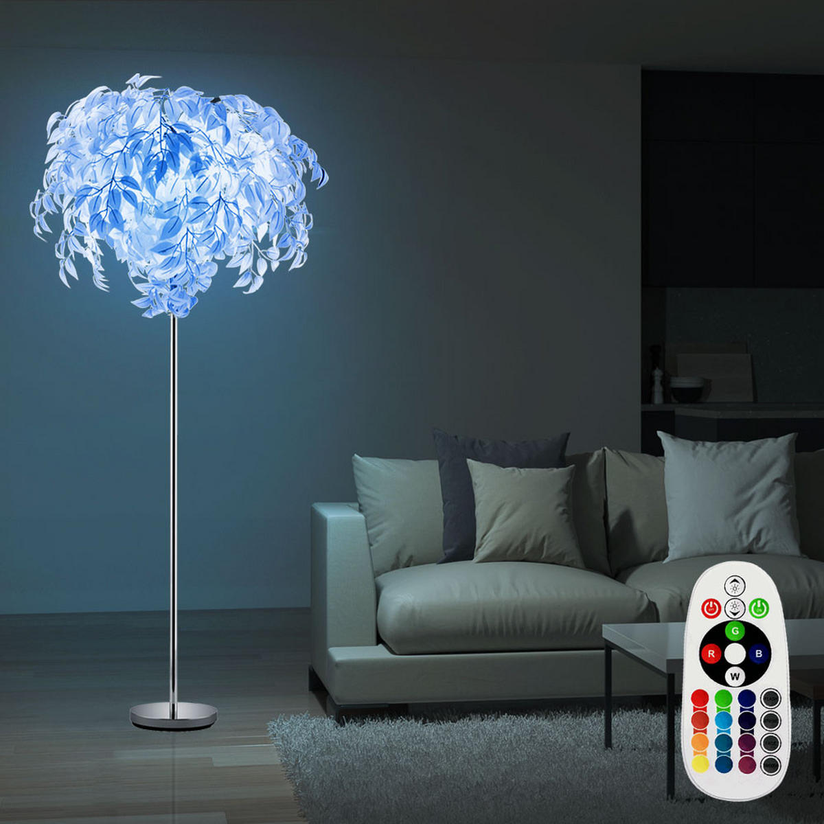 LED STEHLEUCHTE LEAVY Chrom Silber - Silberfarben, Metall (70/70/180cm)