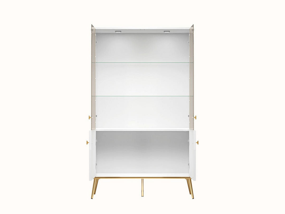 VITRINE – 92 cm – Goldin – Weiß / Eichefarben - Eichefarben/Weiß, Holzwerkstoff (92/152/40cm) - hi-markt