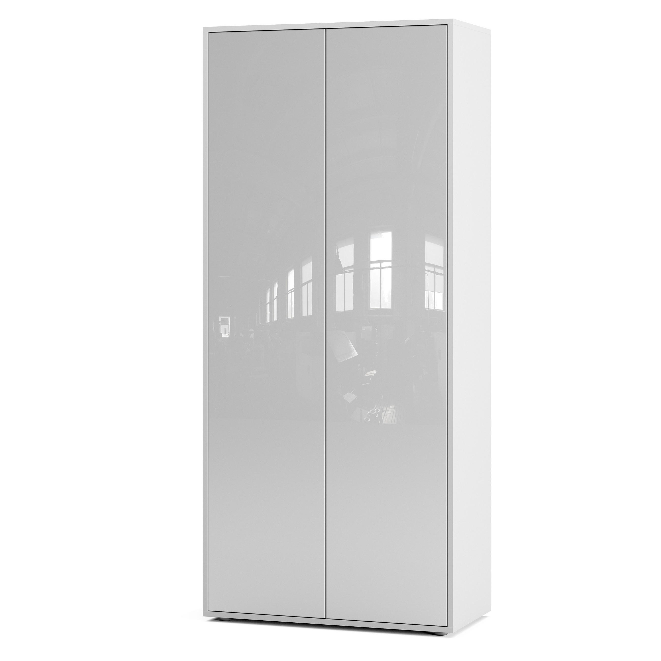 Simplyfurn Aktenschrank Weiß Hochglanz 80x180x40 cm