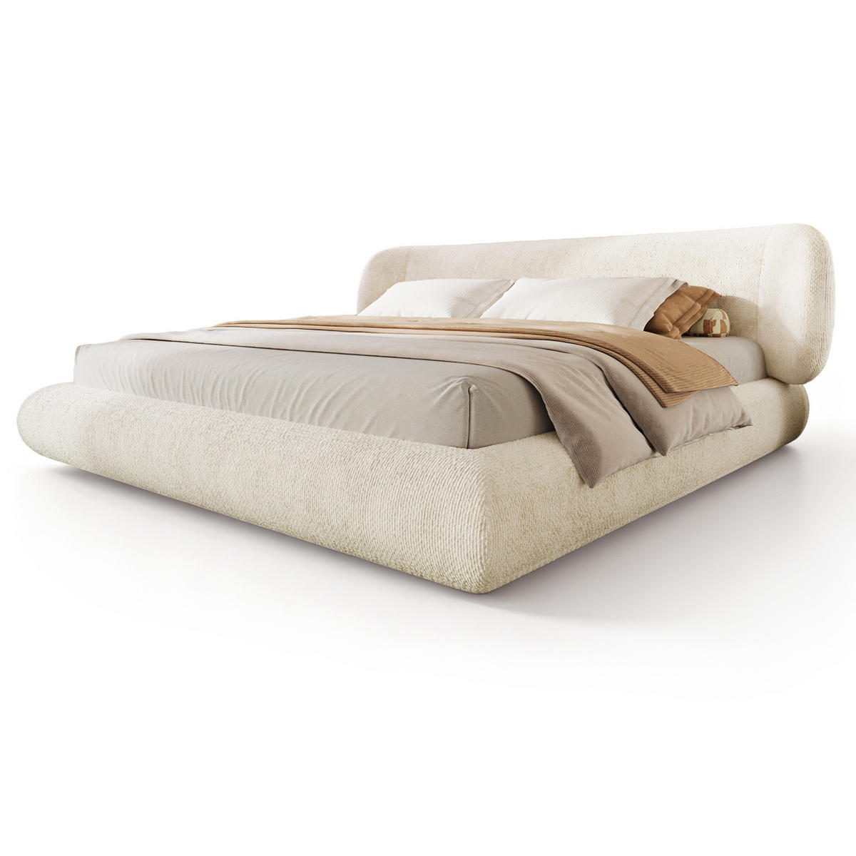 POLSTERBETT 180/200 cm in Beige Chenille mit Lattenrost und Kopfteil - Beige, Holzwerkstoff/Textil (180/200cm) - CHICFURN