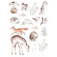 WANDTATTOO Waldtiere 47.5 x 66 cm - Braun, Papier (47.5/66/66cm) - ESTAhome