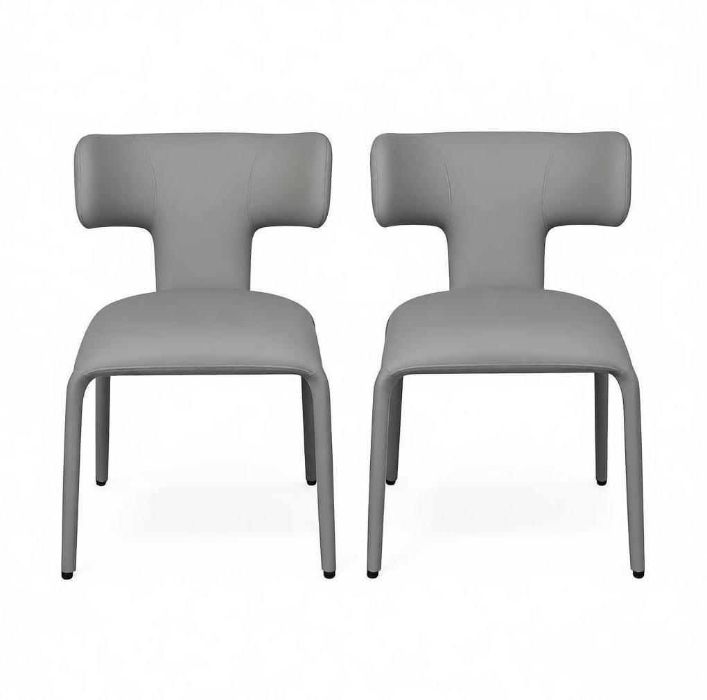 ESSSTUHL 2er-Set mit Rollen Grau Kunstleder 53 x 53 x 78 cm - Grau, Metall (53/78/53cm) - Meubliv