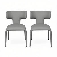 ESSSTUHL 2er-Set mit Rollen Grau Kunstleder 53 x 53 x 78 cm - Grau, Metall (53/78/53cm) - Meubliv