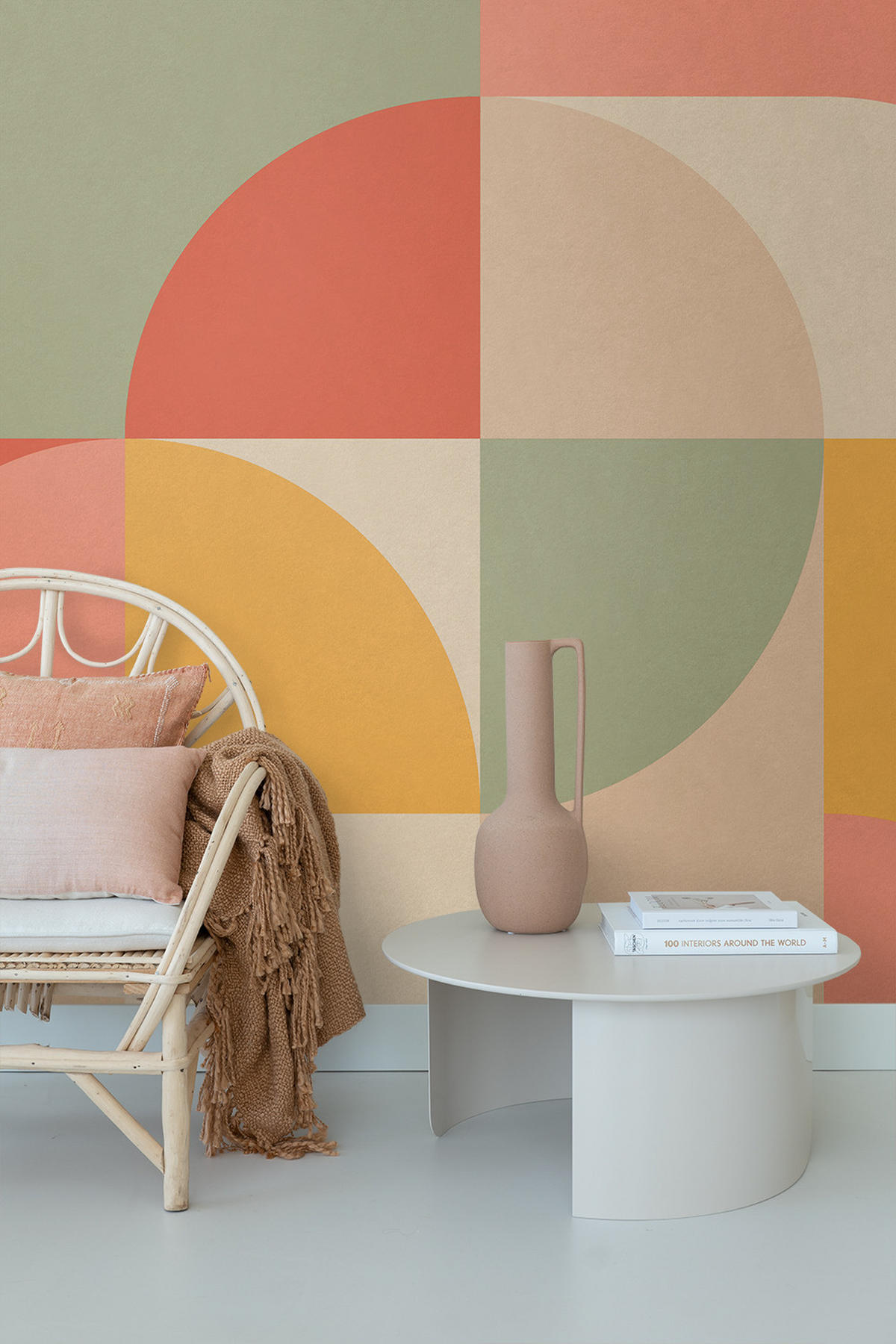 FOTOTAPETE Kreise im Bauhaus-Stil 250 x 279 cm - Terracotta, Papier (250/279cm) - ESTAhome