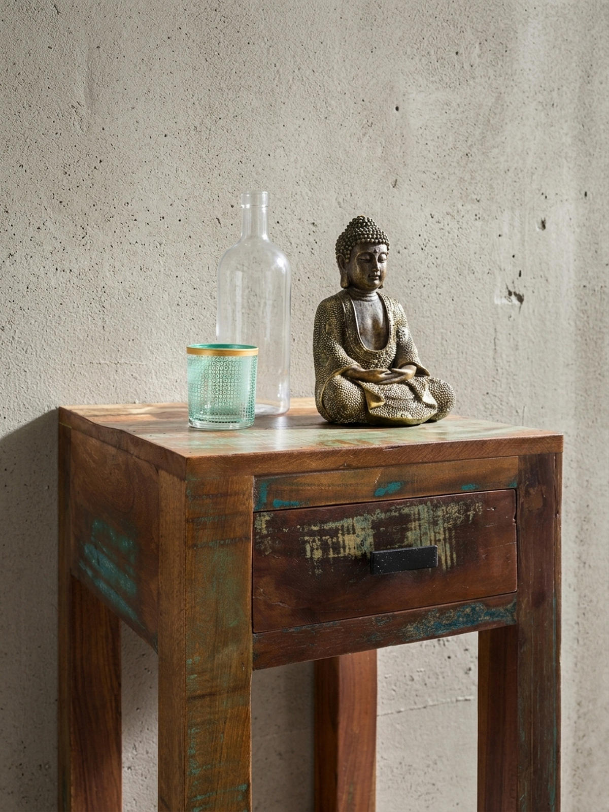 NACHTTISCH – Mango Massivholz Shabby Chic 40x40x55 cm - Braun, Holz (40/40/55cm) - KADIMA DESIGN