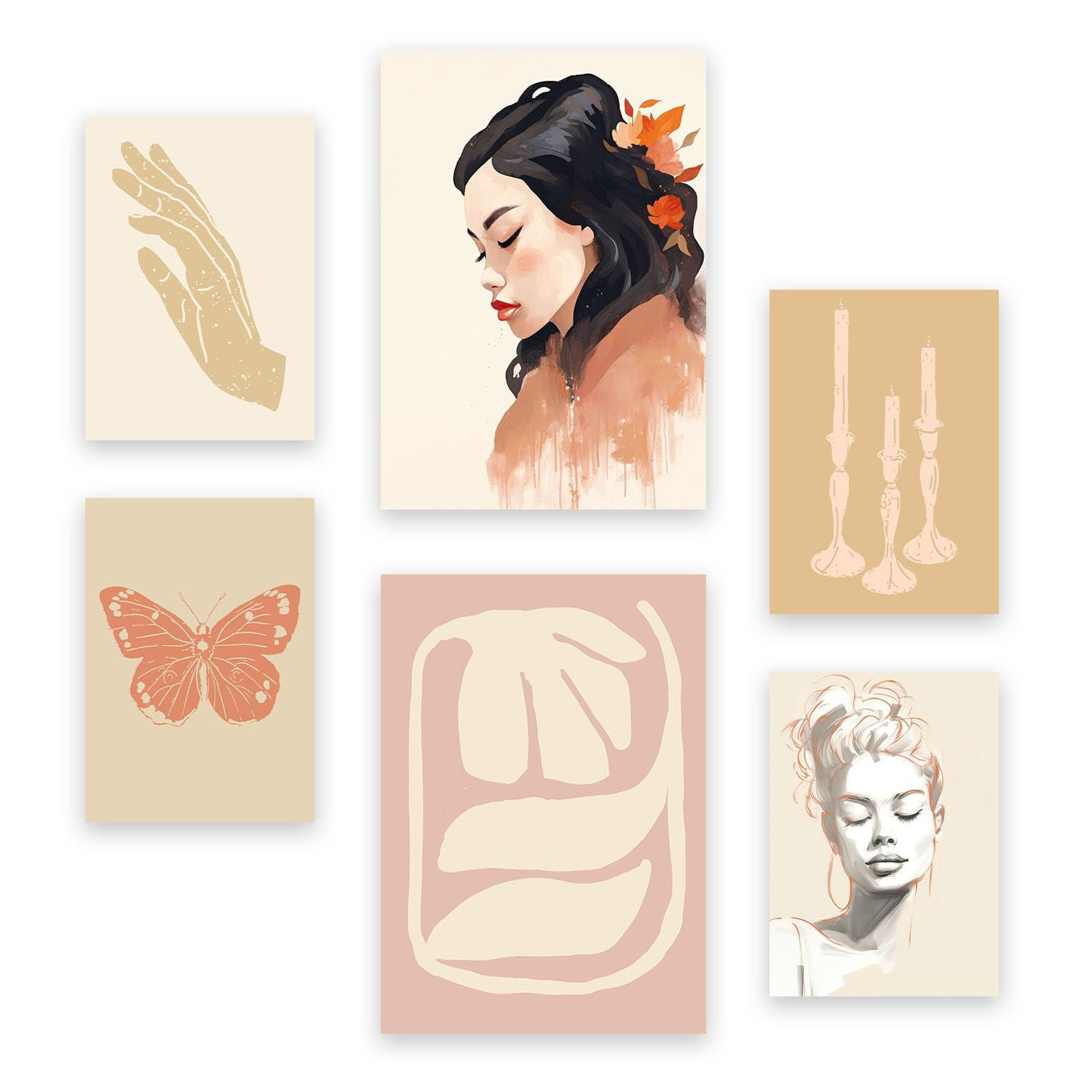 POSTER Set Mit 6 Nachdenkliche Frau A3 & A4 Rahmenlos - Klar, Papier (29/3cm) - Nacnic