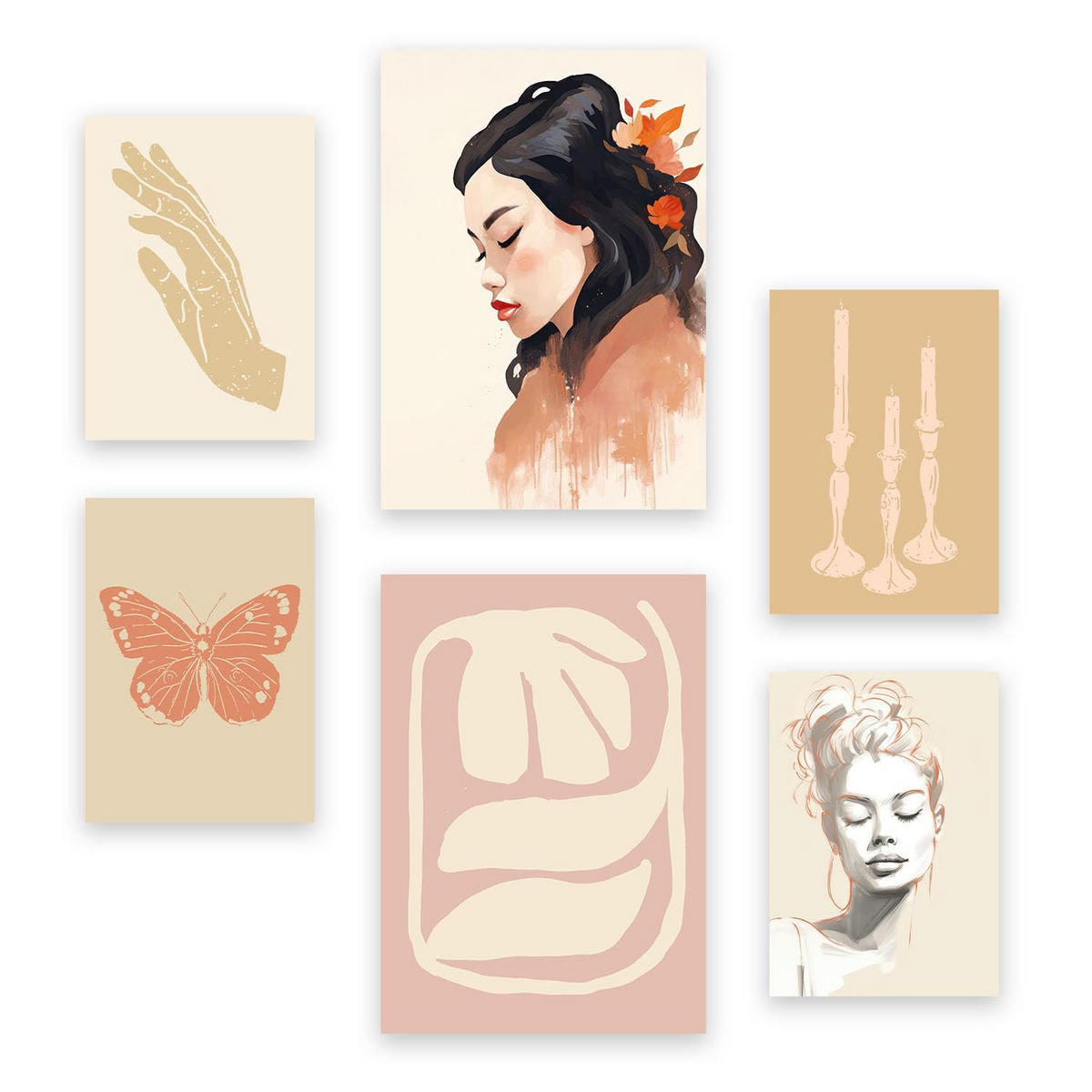 POSTER Set Mit 6 Nachdenkliche Frau A3 & A4 Rahmenlos - Klar, Papier (29/3cm) - Nacnic