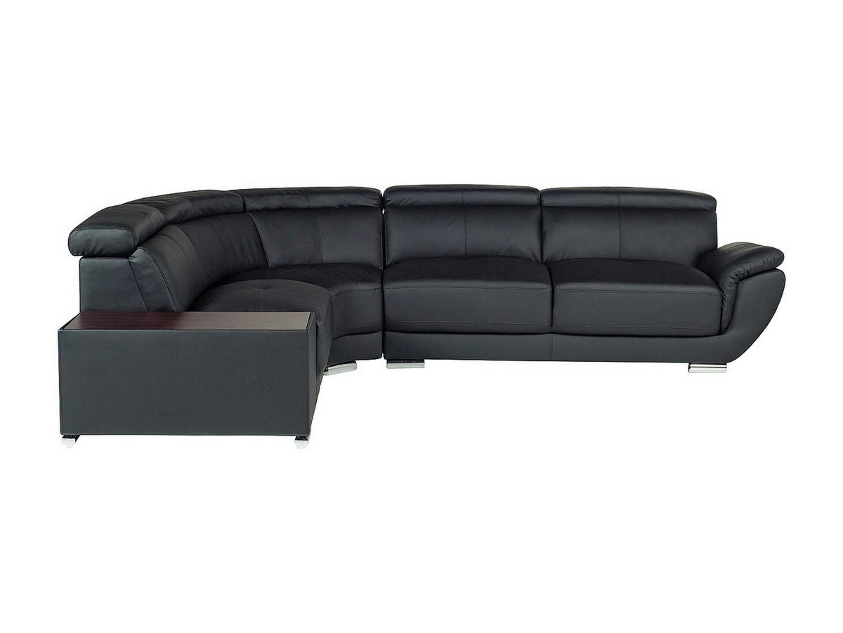 ECKSOFA Leder - Ecke Links - Schwarz - NAHIA - Schwarz, Leder (306/240cm) - Vente-Unique