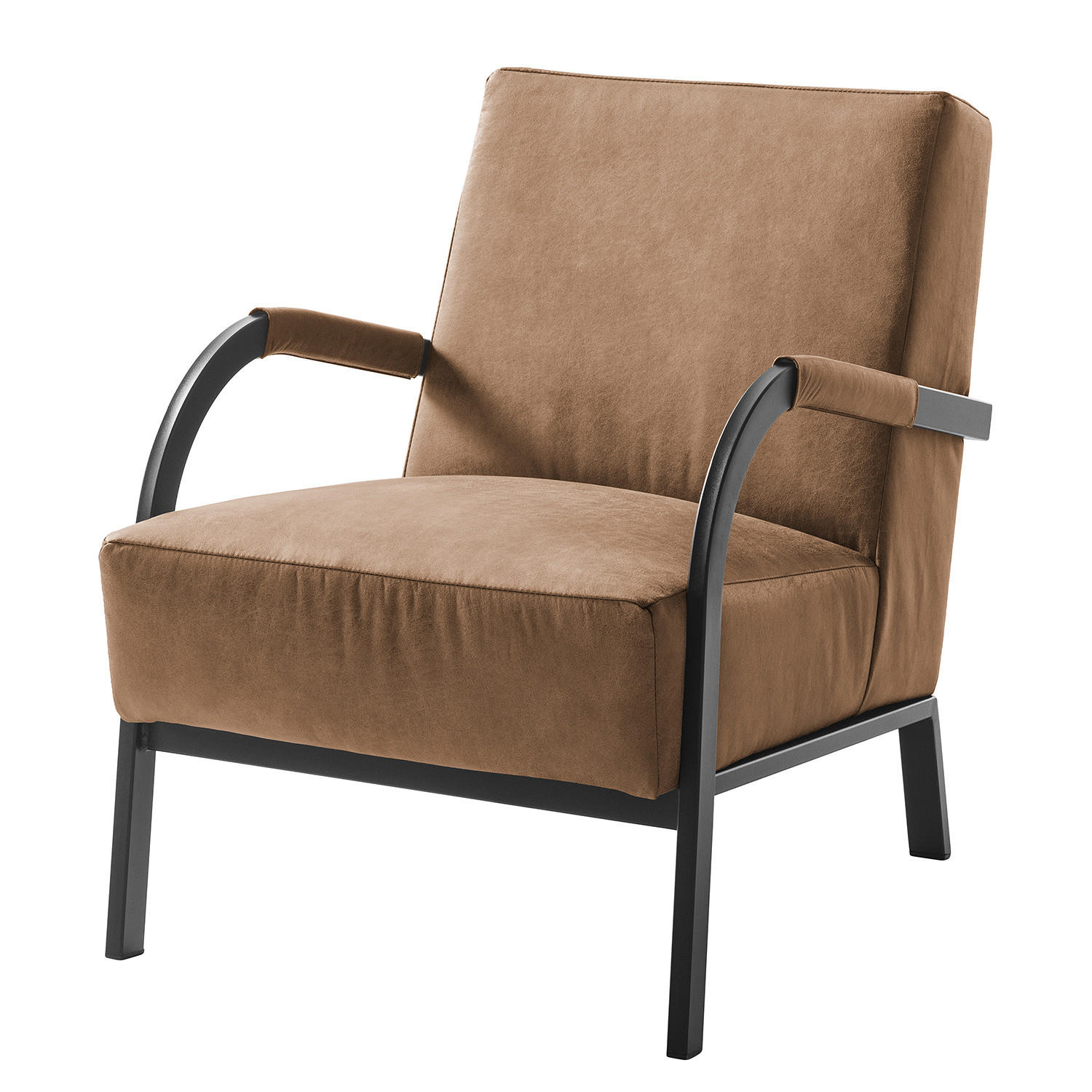 SESSEL - Antiklederlook - Grau, Textil (87/81/60cm) - home24